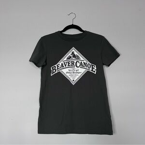 Roots Beaver Canoe Dark Grey T-Shirt Size XS 100% Organic Cotton Cottage